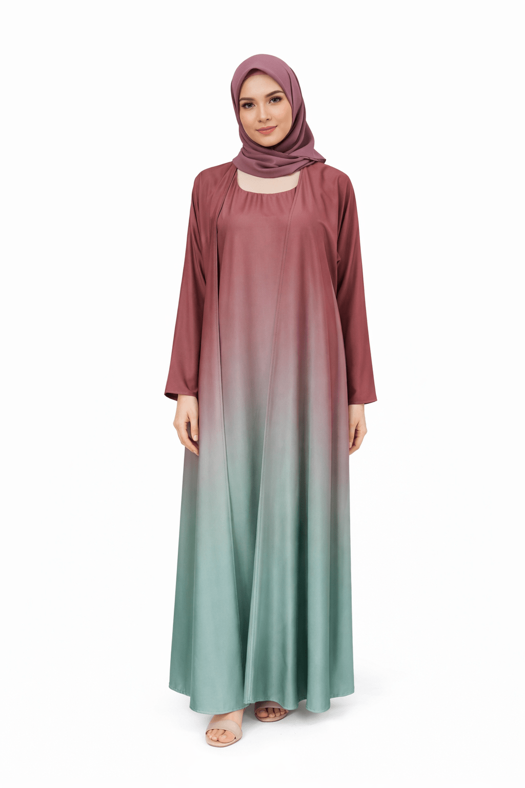 Luxury Two-Tone TIKTOK Gradient Abaya for Women - Image 4