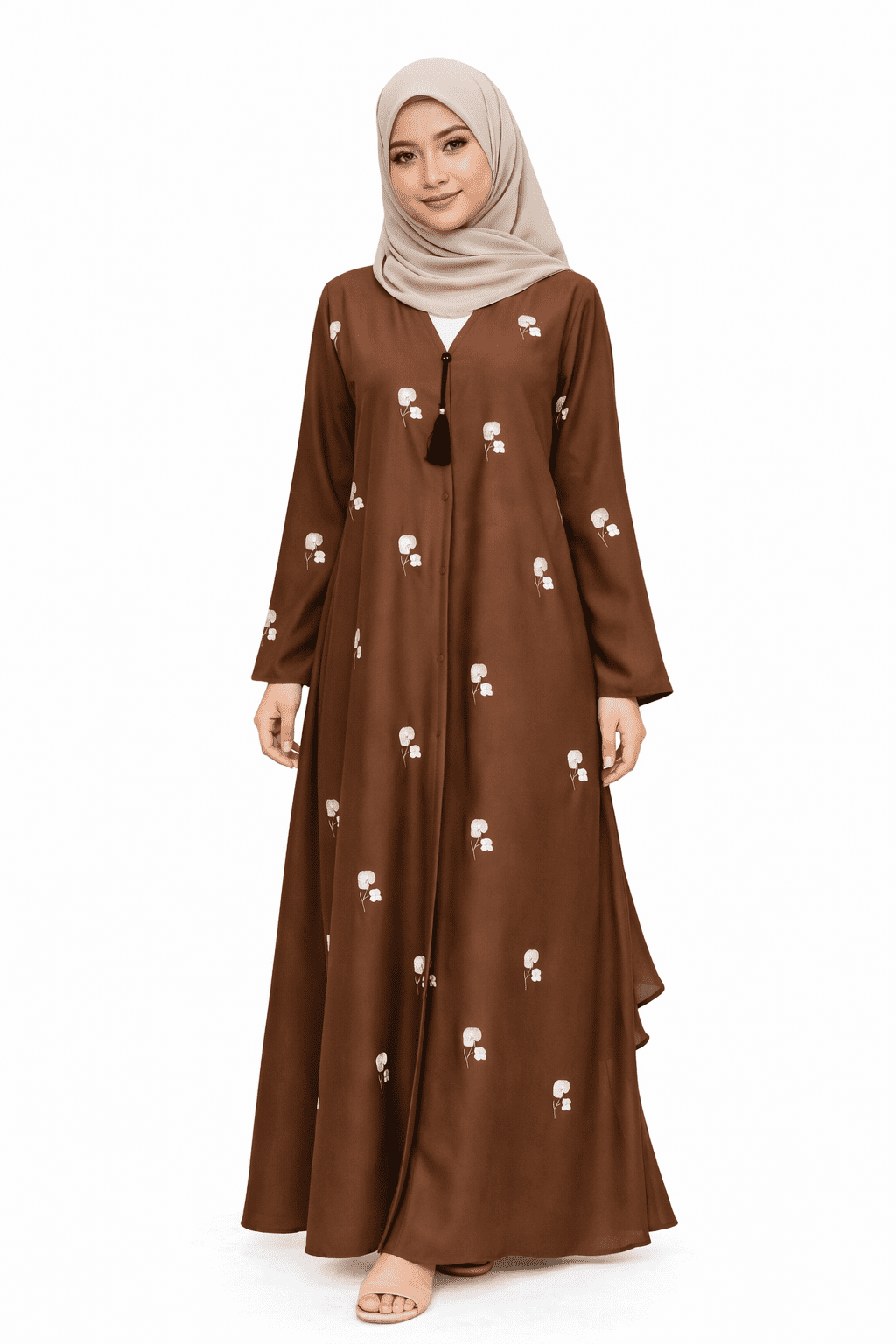 Elegant Floral Printed Abaya for Women - Image 3