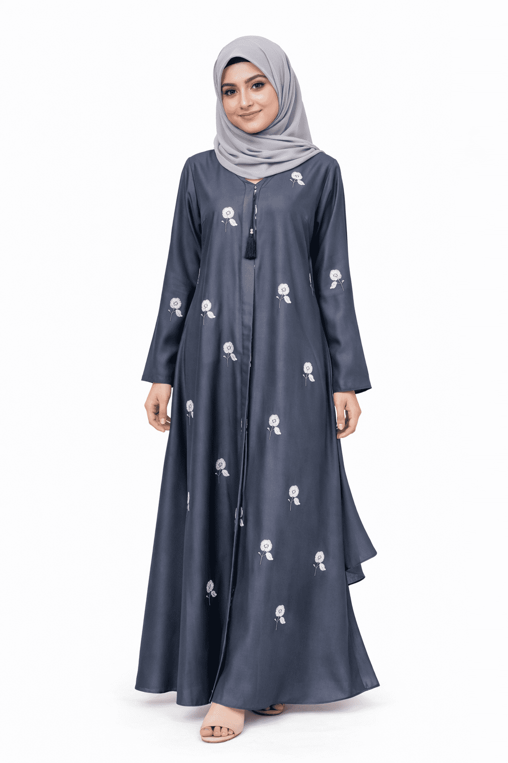 Elegant Floral Printed Abaya for Women - Image 5