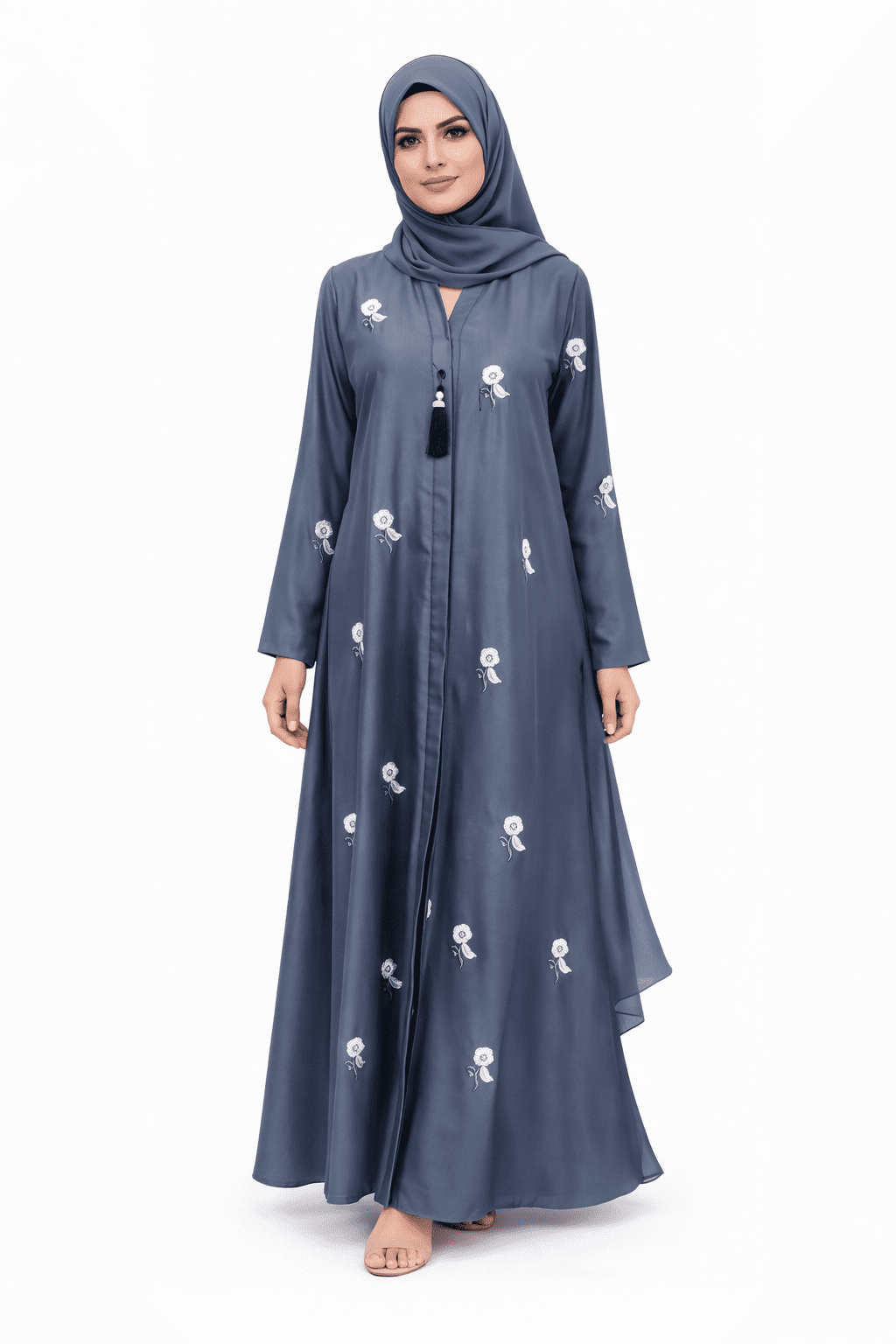 Elegant Floral Printed Abaya for Women - Image 6