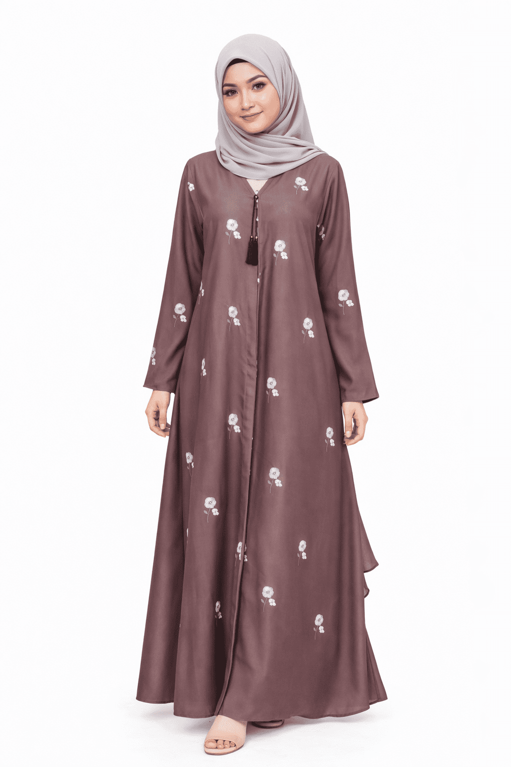 Elegant Floral Printed Abaya for Women - Image 2